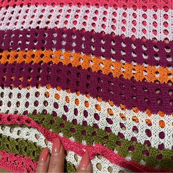 Moments Collection swimsuit cover knit net poncho pullover, sz M - Picture 6 of 9